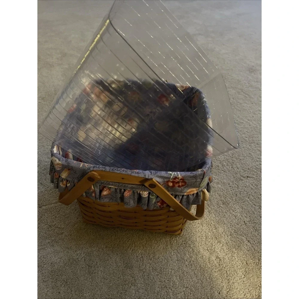 Vtg 1998 Longaberger Grandma Bonnie 2-Pie Basket COMBO 10Family Signatures Riser